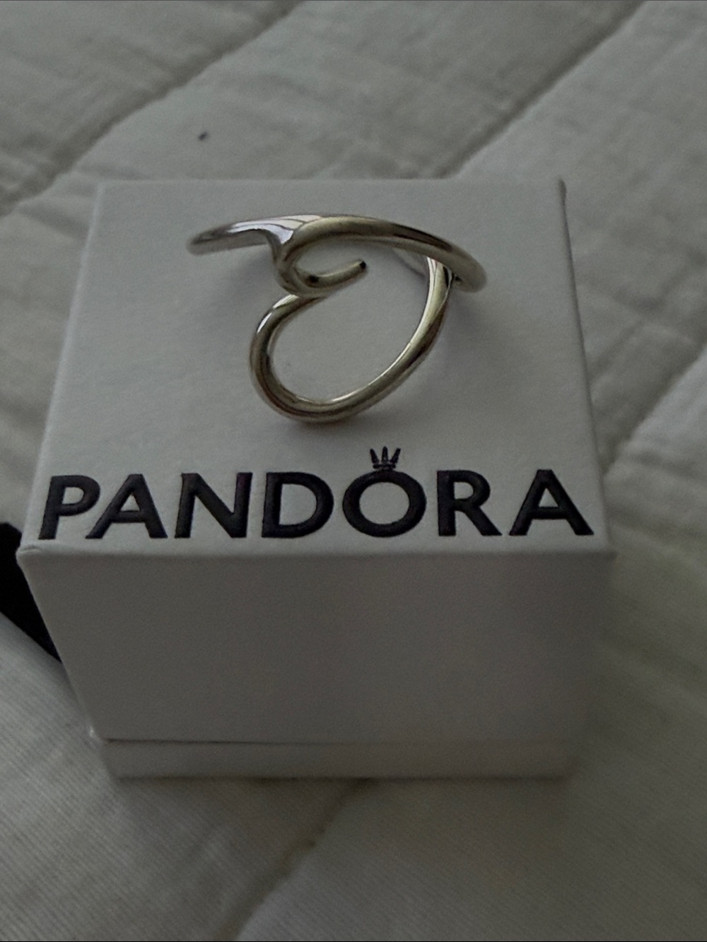 Pandora Silver Open Heart Wrap Ring - Shiny Silver